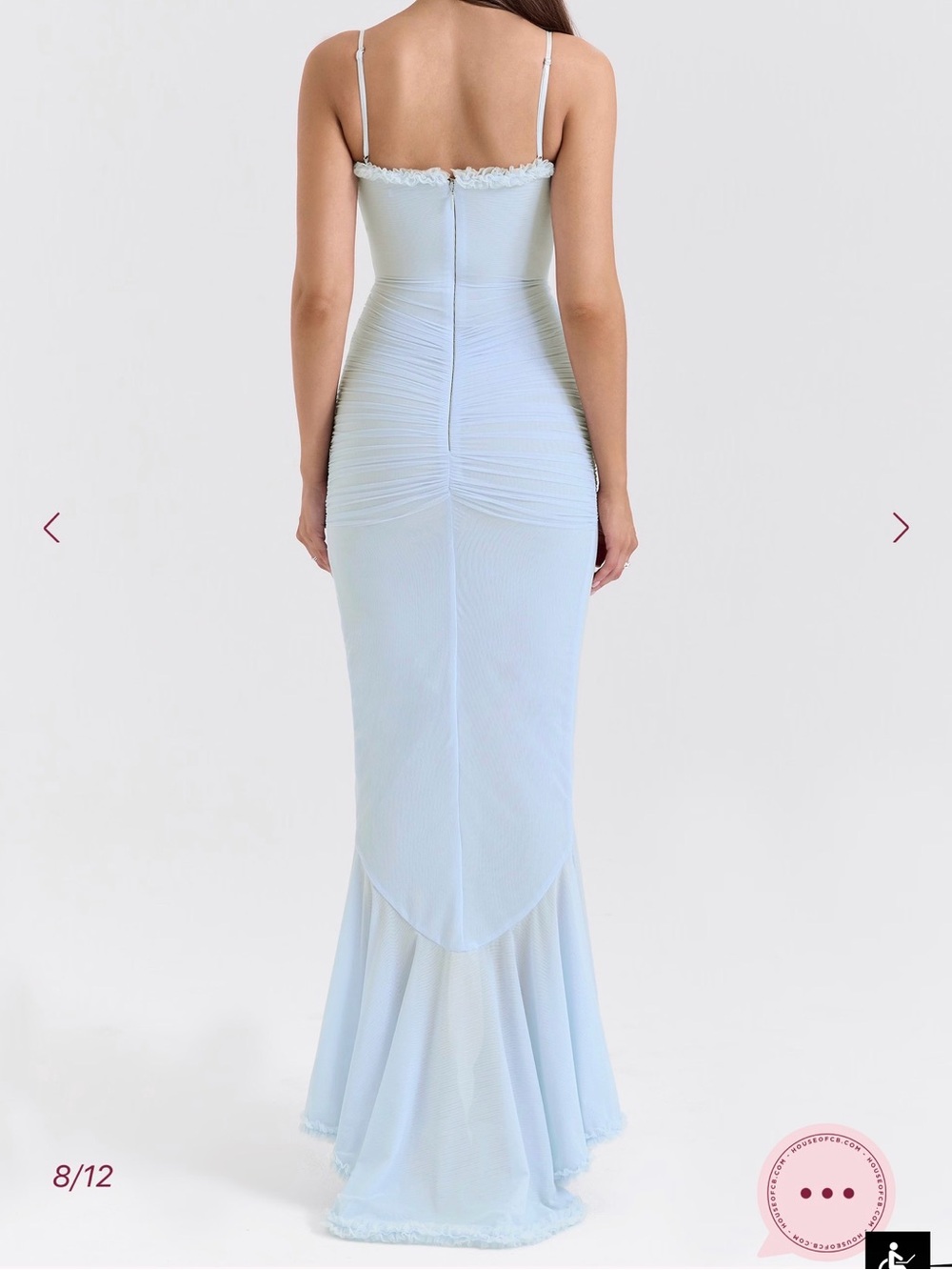 Light Blue Ruffled High-Low Slip Dress - Picture 3 of 4